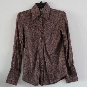 Anne Klein Silk Button-Down‎ Blouse – Size 4, Pink/Black Print